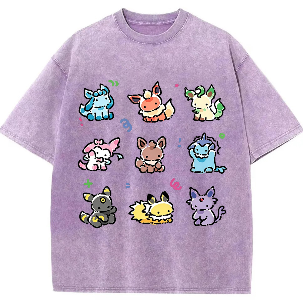 Cute Cartoon Creatures Vintage Washed T-Shirt
