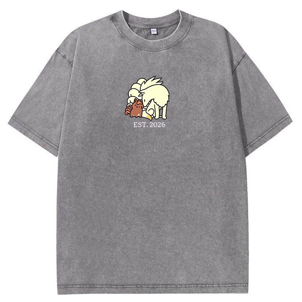 Cute Parent & Kid Arcanine Vintage Washed T-Shirt