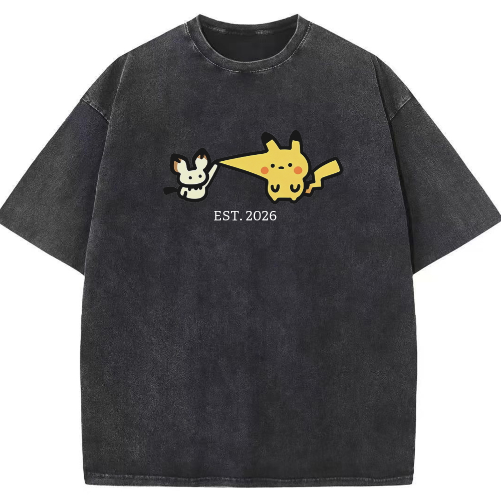 Cute Parent & Kid Pikachu Vintage Washed T-Shirt
