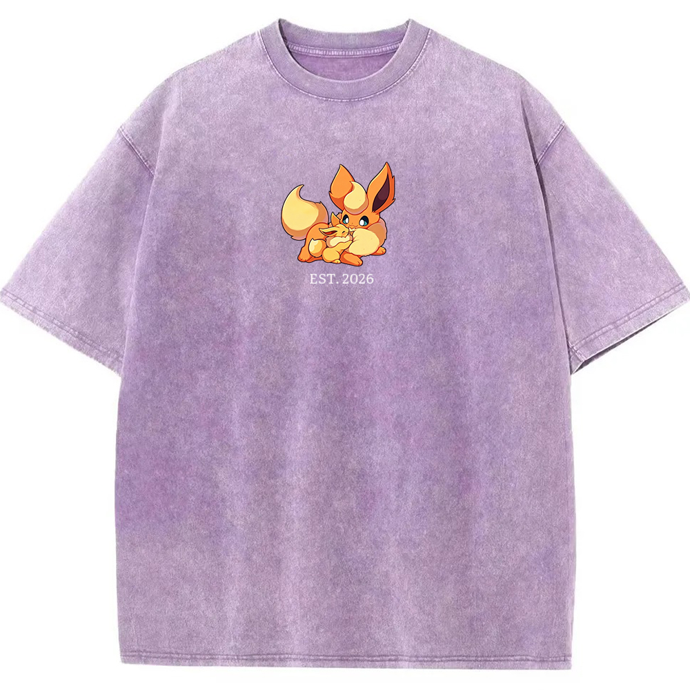 Cute Parent & Kid Eevee Vintage Washed T-Shirt