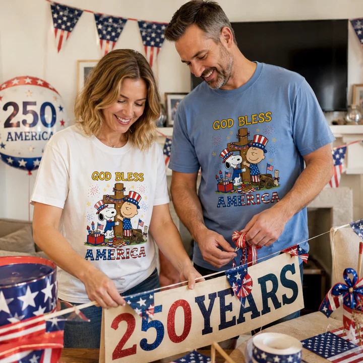 God Bless America Patriotic Friends Cross T-Shirt