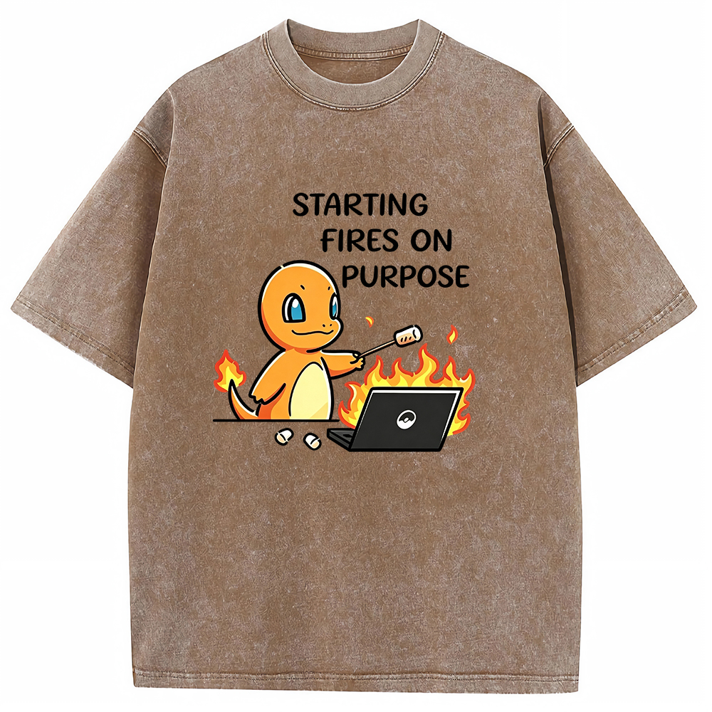 Vintage Washed Charmander T-Shirt, Funny Work Meme Pokemon Tee