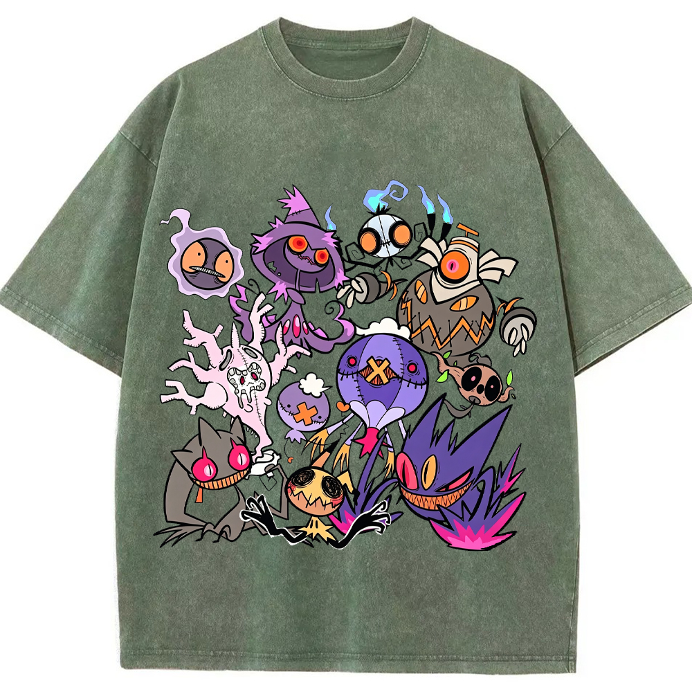 Halloween Dark Graffiti Ghost Type Mix Cartoon Tee | Pokemon Anime