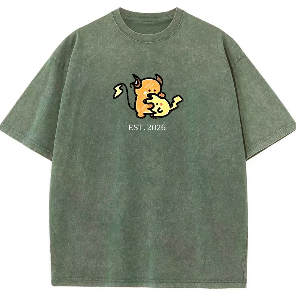 Cute Parent & Kid Raichu Vintage Washed T-Shirt