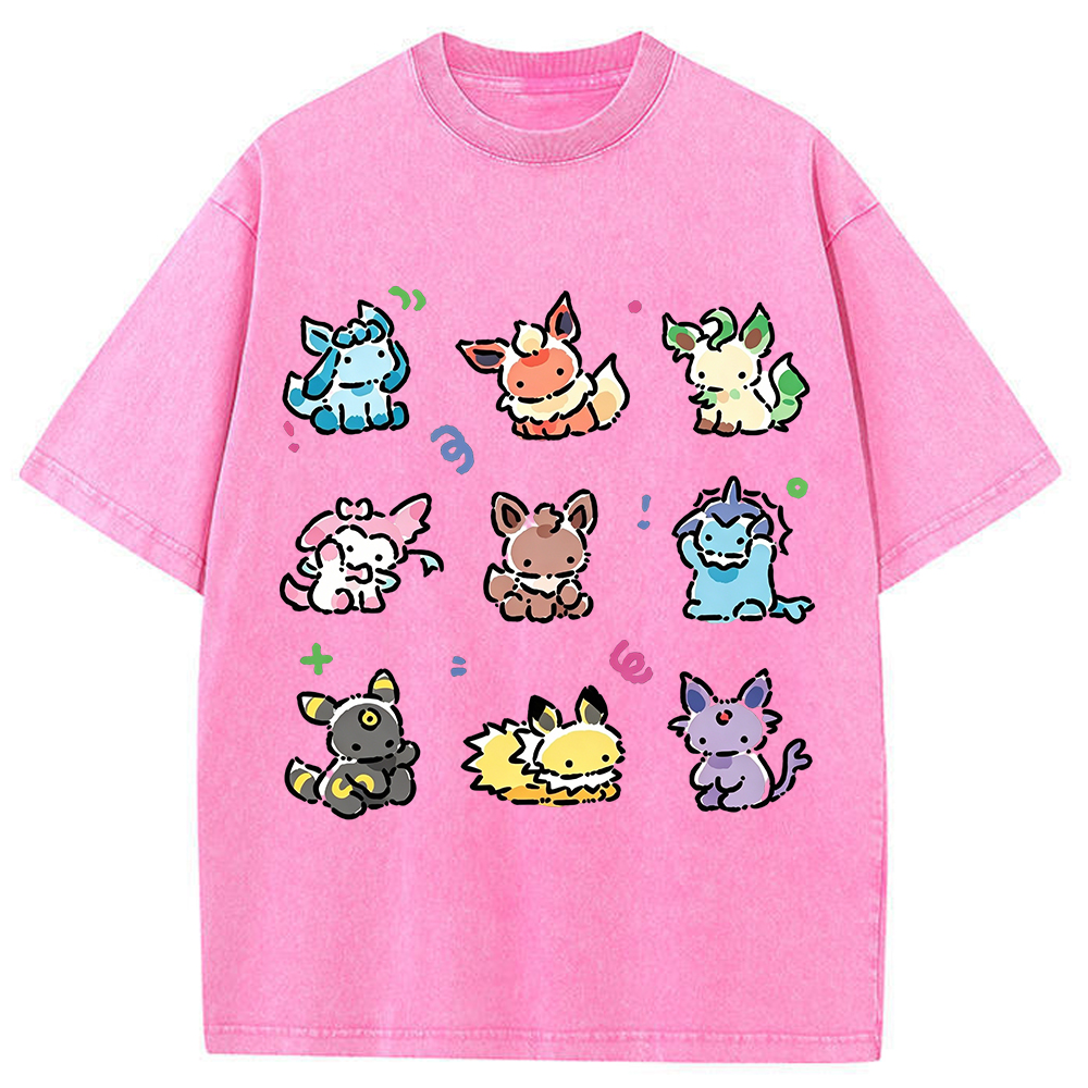 Cute Cartoon Creatures Vintage Washed T-Shirt