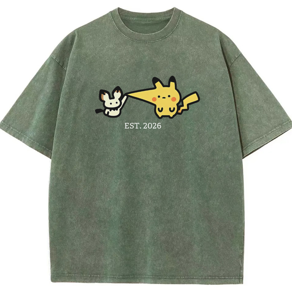 Cute Parent & Kid Pikachu Vintage Washed T-Shirt