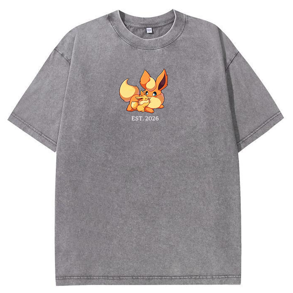 Cute Parent & Kid Eevee Vintage Washed T-Shirt