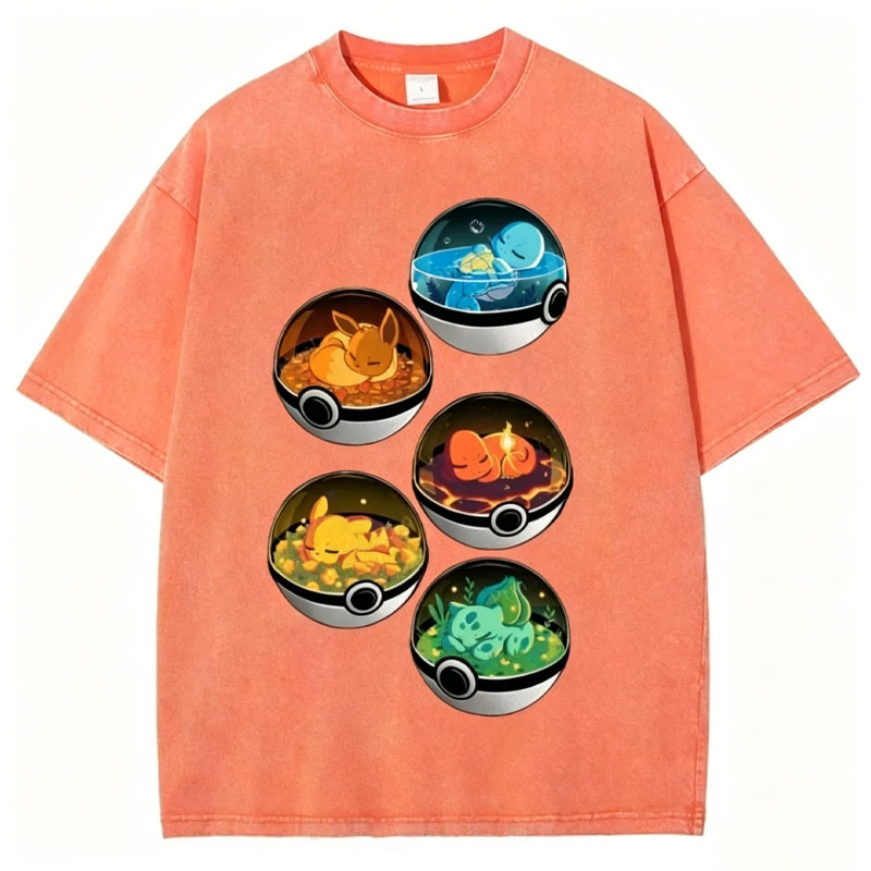 Five Pokémon Sleep Unisex Vintage Washed Tee
