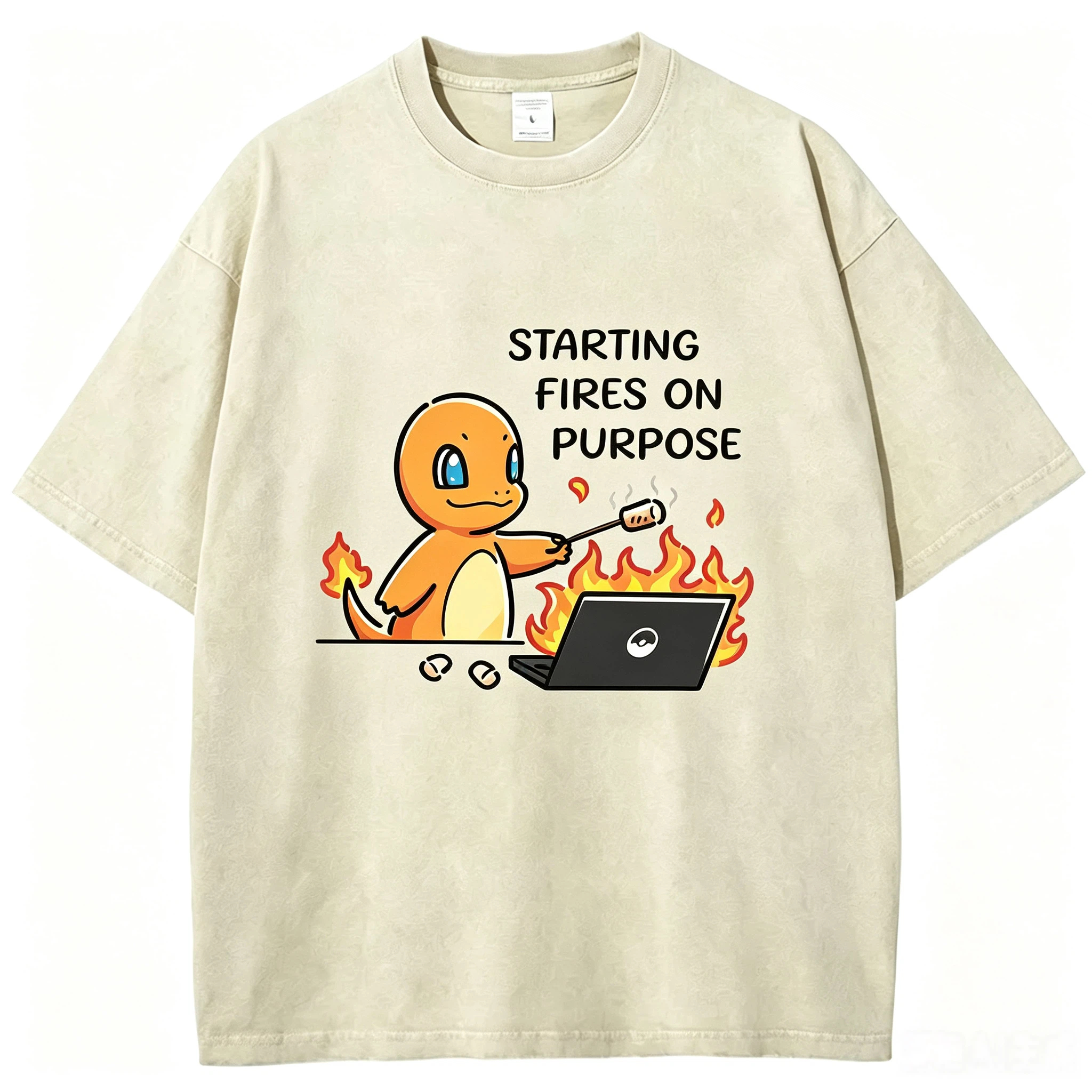 Vintage Washed Charmander T-Shirt, Funny Work Meme Pokemon Tee