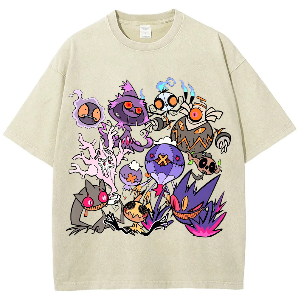 Halloween Dark Graffiti Ghost Type Mix Cartoon Tee | Pokemon Anime
