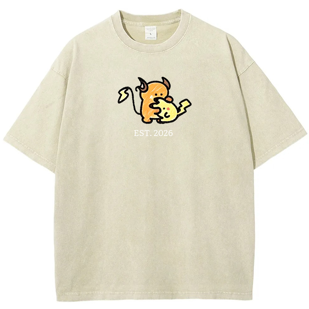 Cute Parent & Kid Raichu Vintage Washed T-Shirt