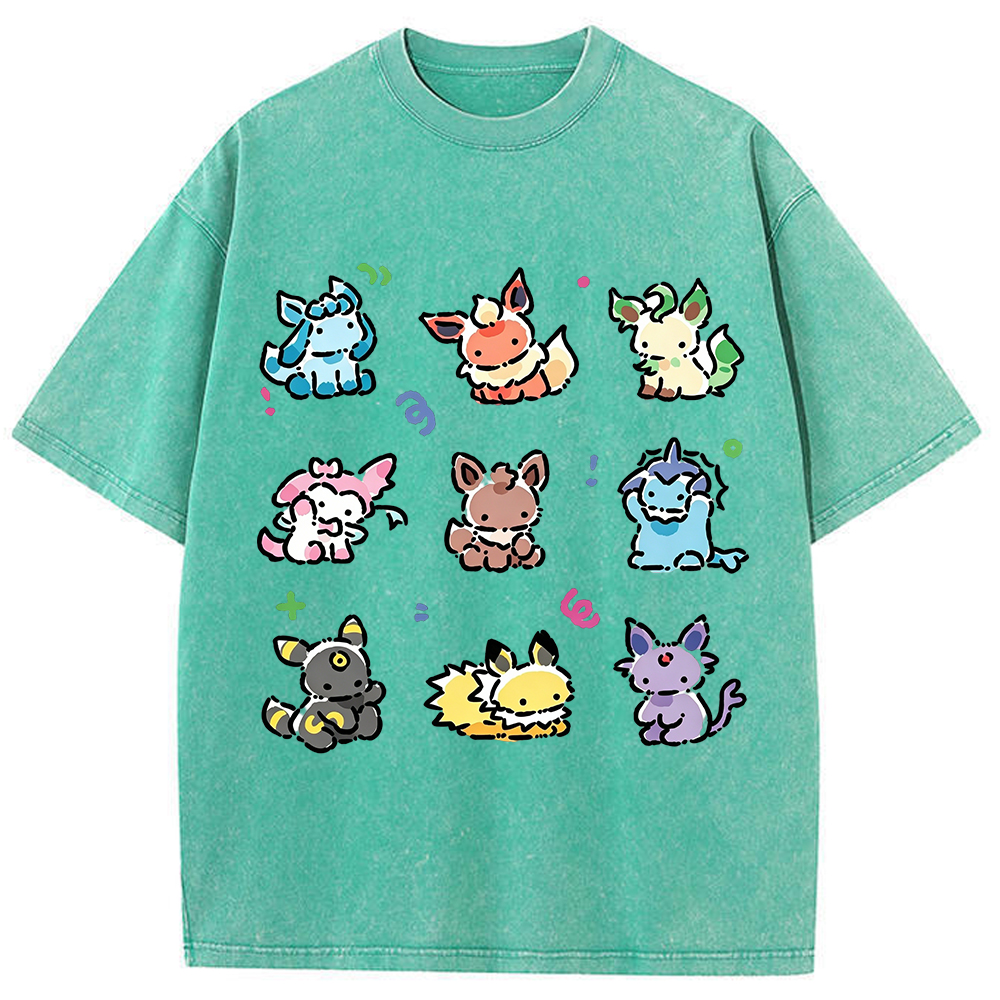 Cute Cartoon Creatures Vintage Washed T-Shirt
