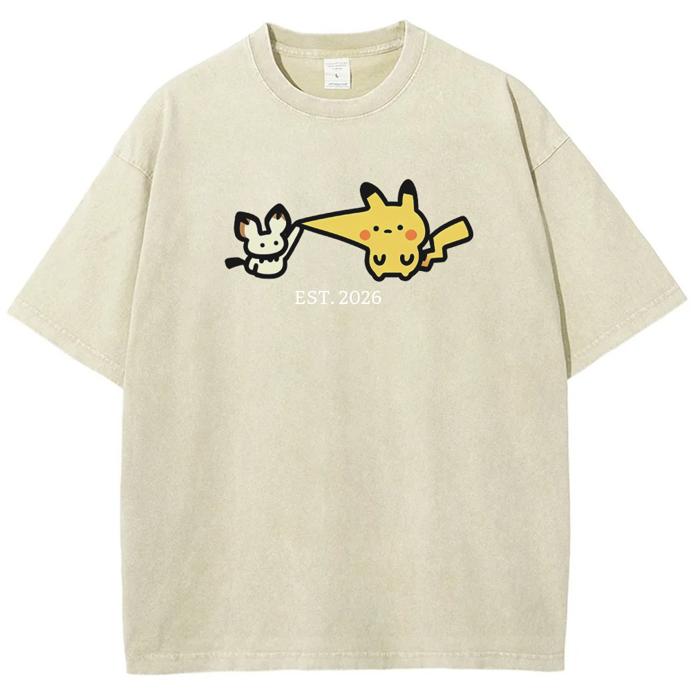 Cute Parent & Kid Pikachu Vintage Washed T-Shirt