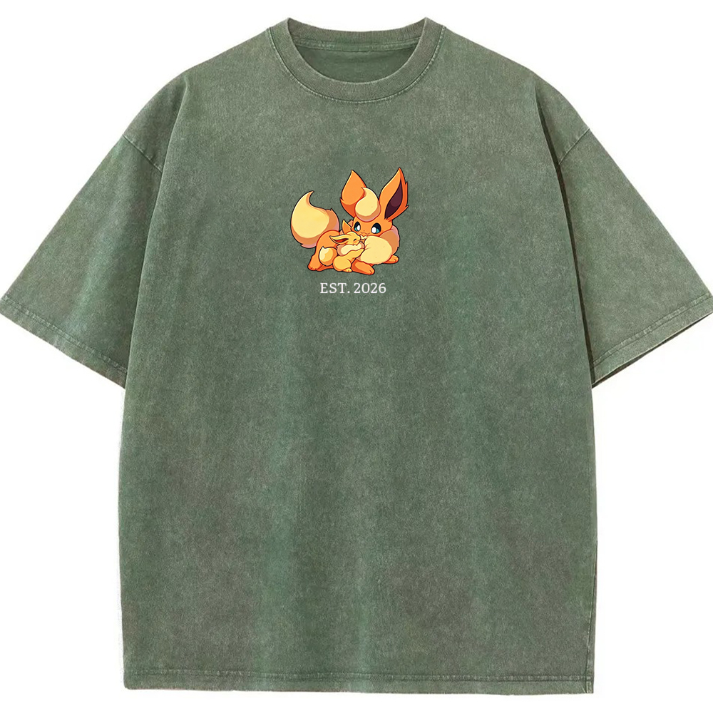 Cute Parent & Kid Eevee Vintage Washed T-Shirt