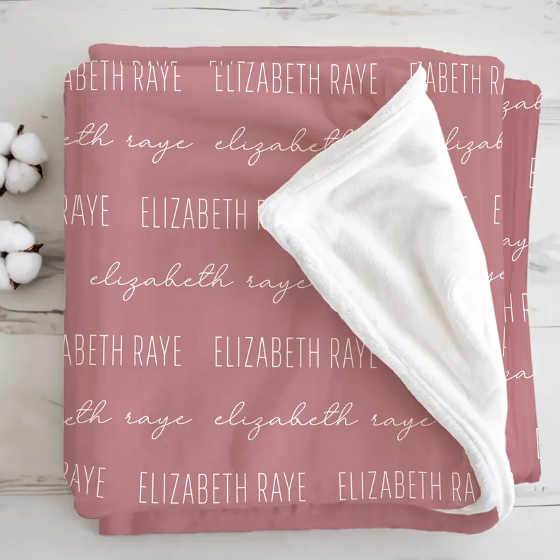 Custom Baby Blanket with Name, Personalized Name Blanket