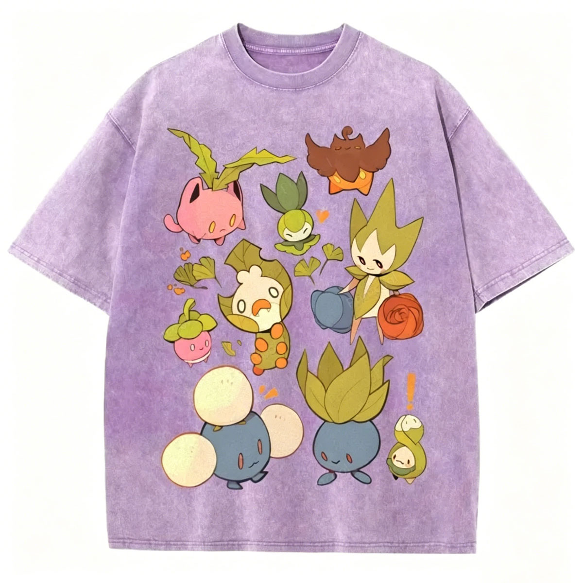 Grass Pokemon Squad Unisex Vintage Washed Tee