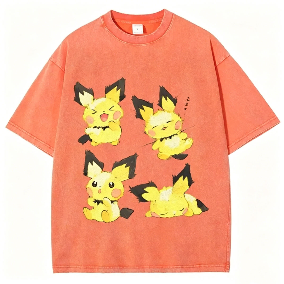 Watercolor Pichu Squad Unisex Vintage Washed Tee