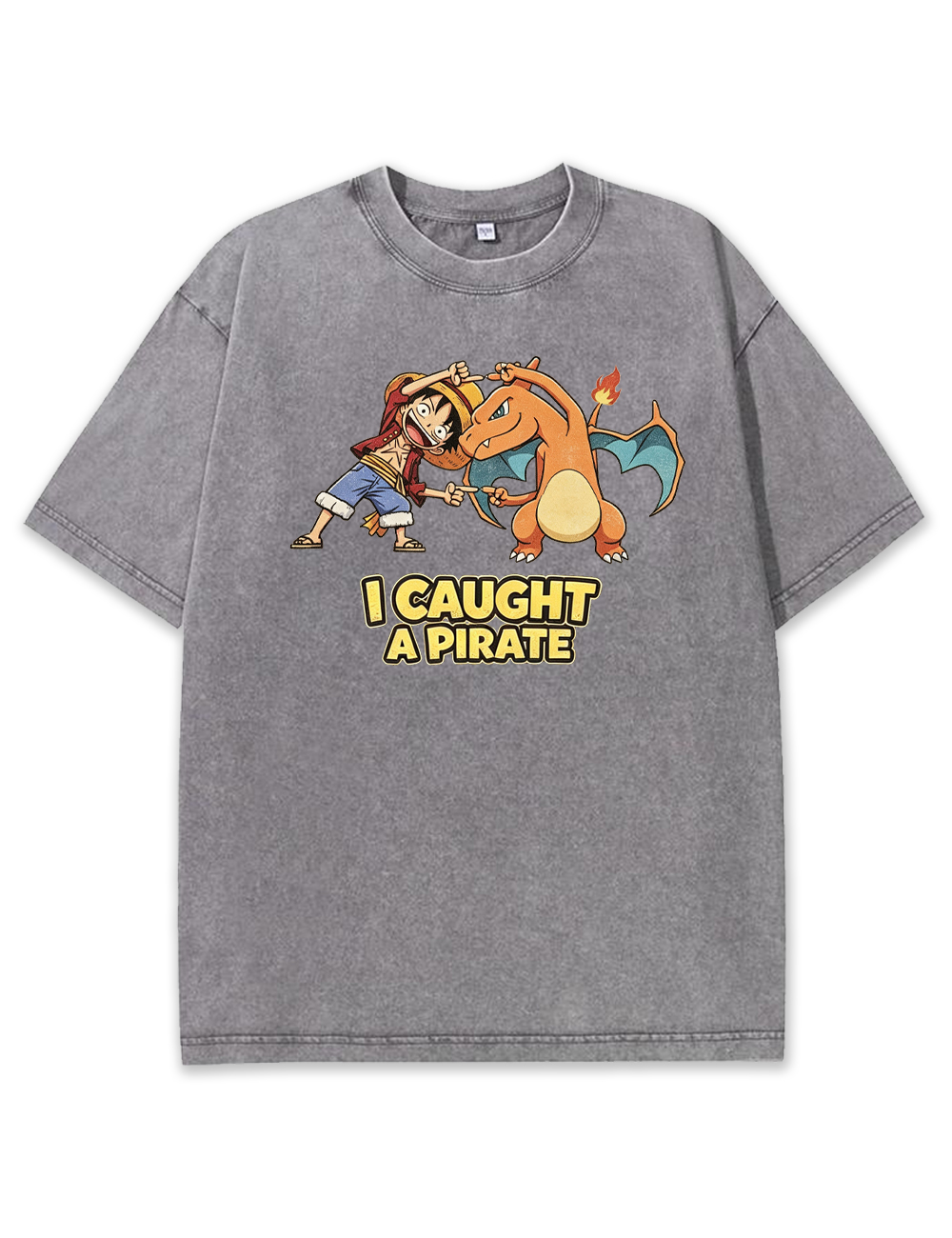 Luffy Crossover Charizard Cartoon Tee | Pokemon Anime