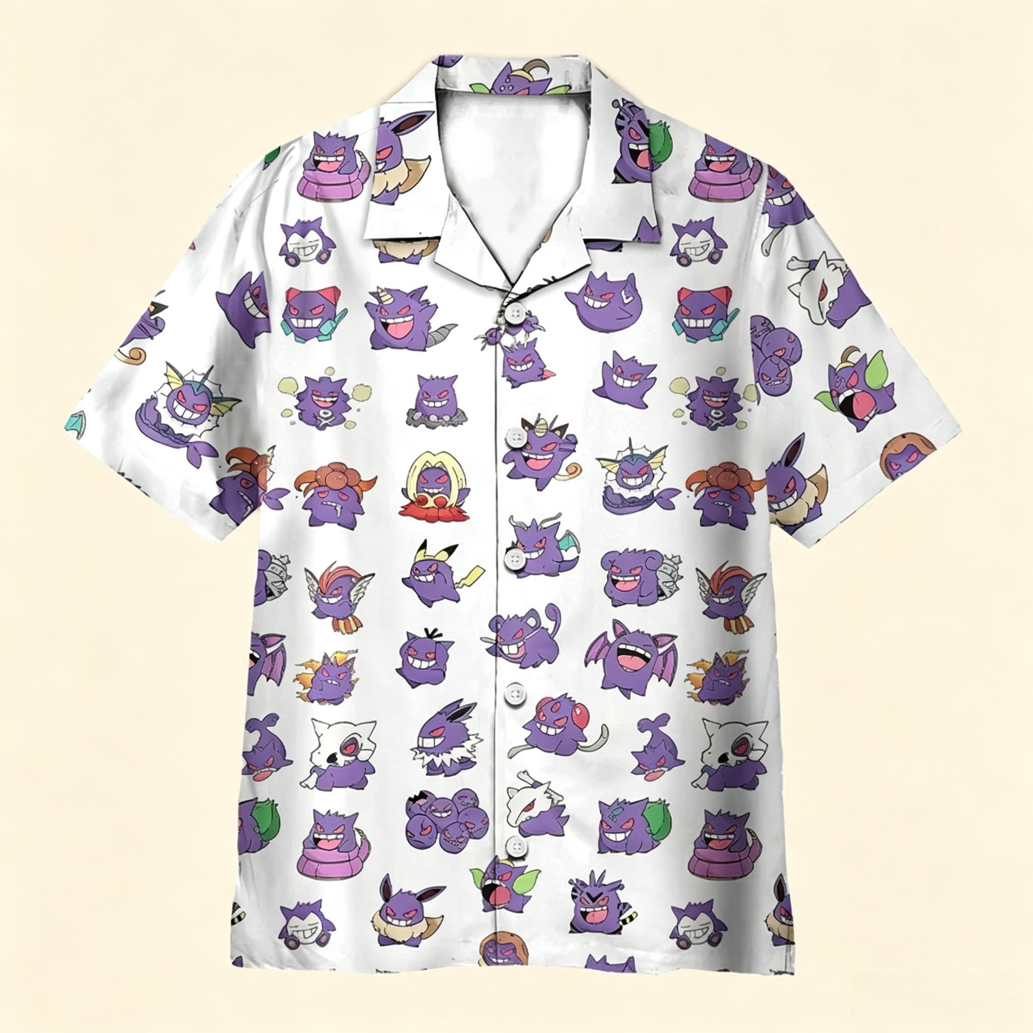 Gengar Cosplay Pokemon Pattern Hawaiian Shirt