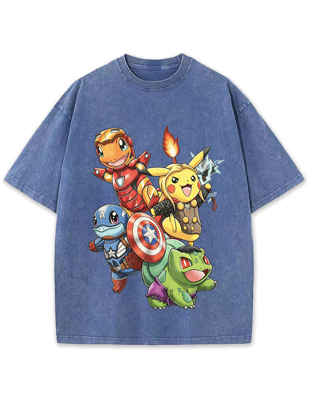 Avengers Squad Pokemon Starters Cartoon Tee | Pokemon Anime