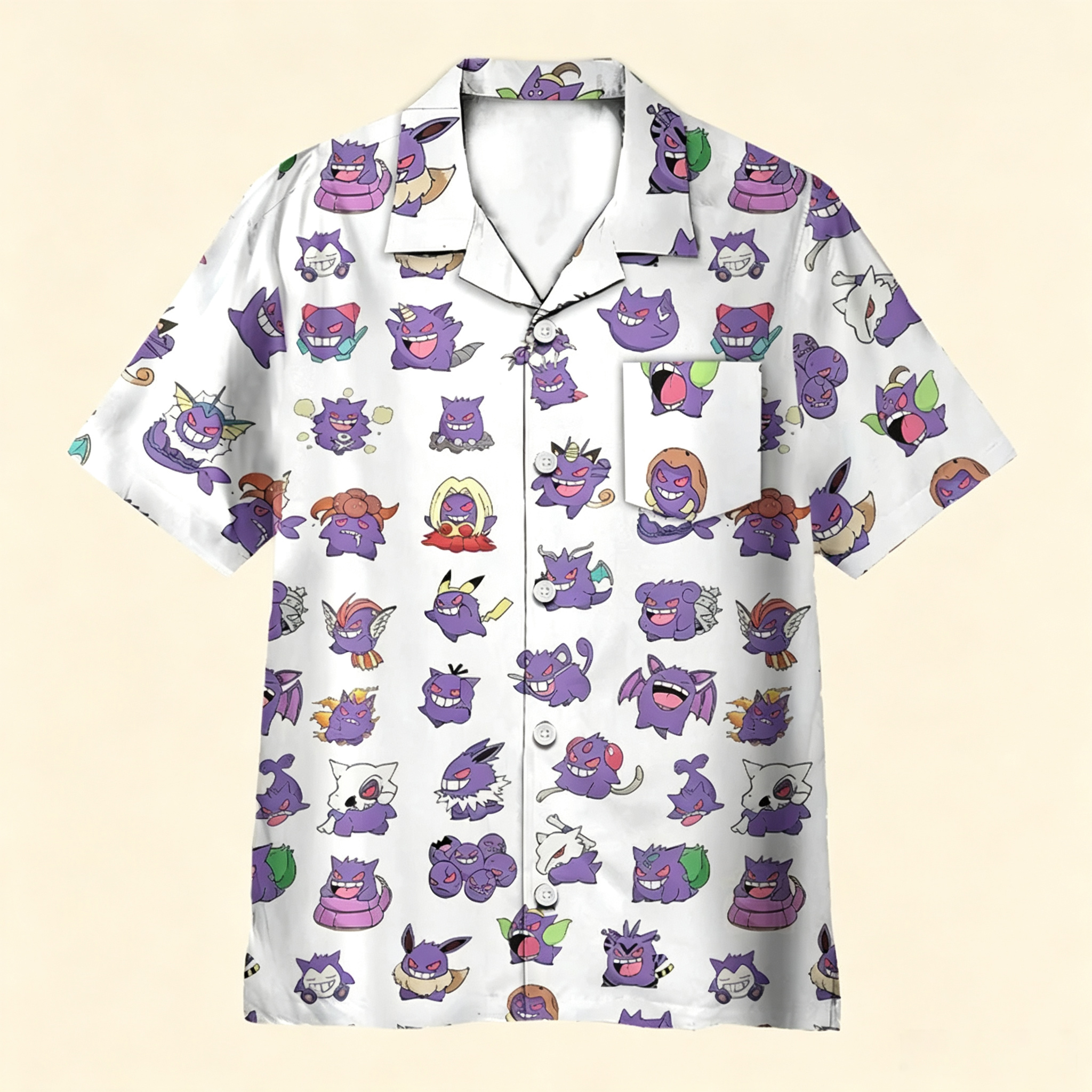 Gengar Cosplay Pokemon Pattern Hawaiian Shirt