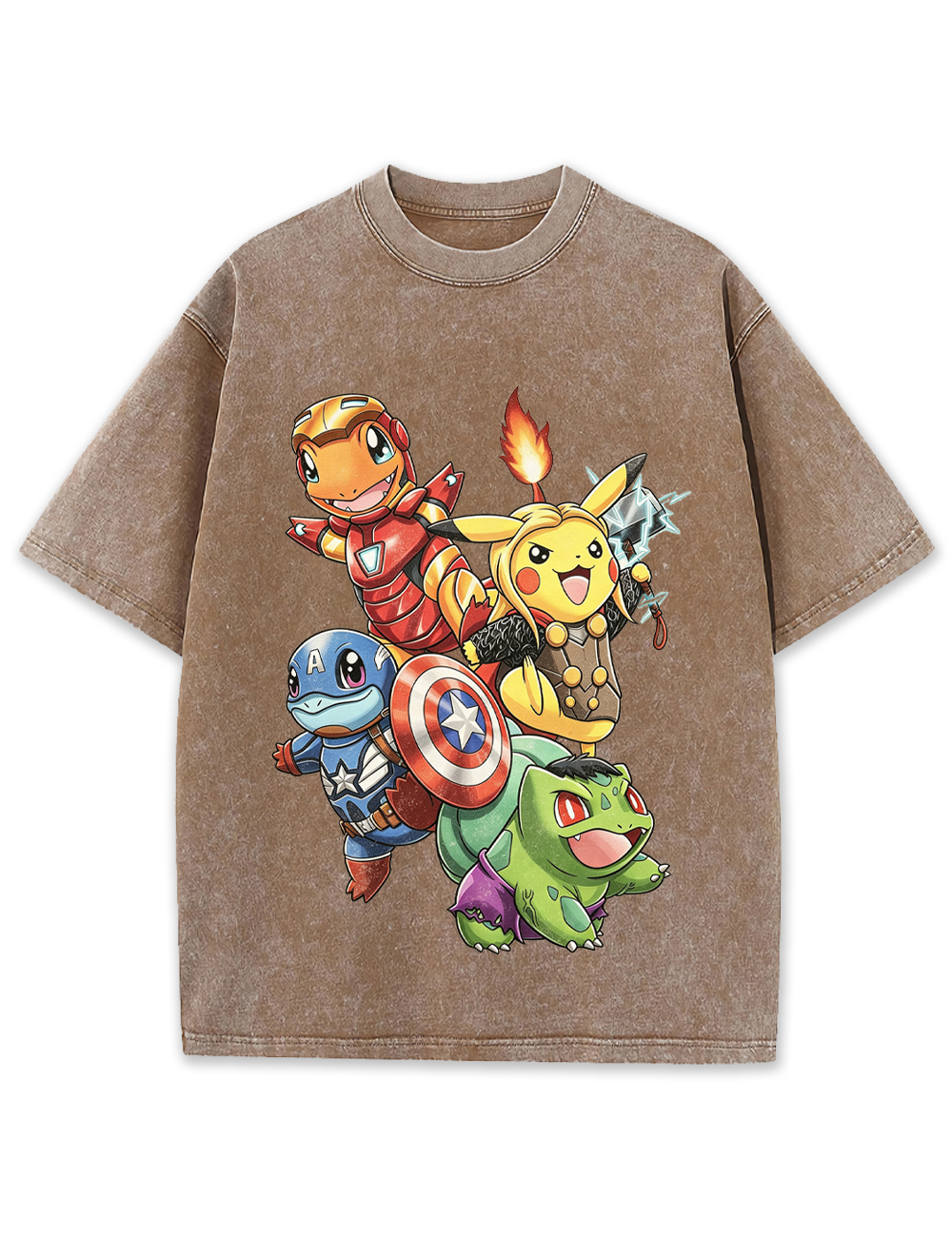 Avengers Squad Pokemon Starters Cartoon Tee | Pokemon Anime