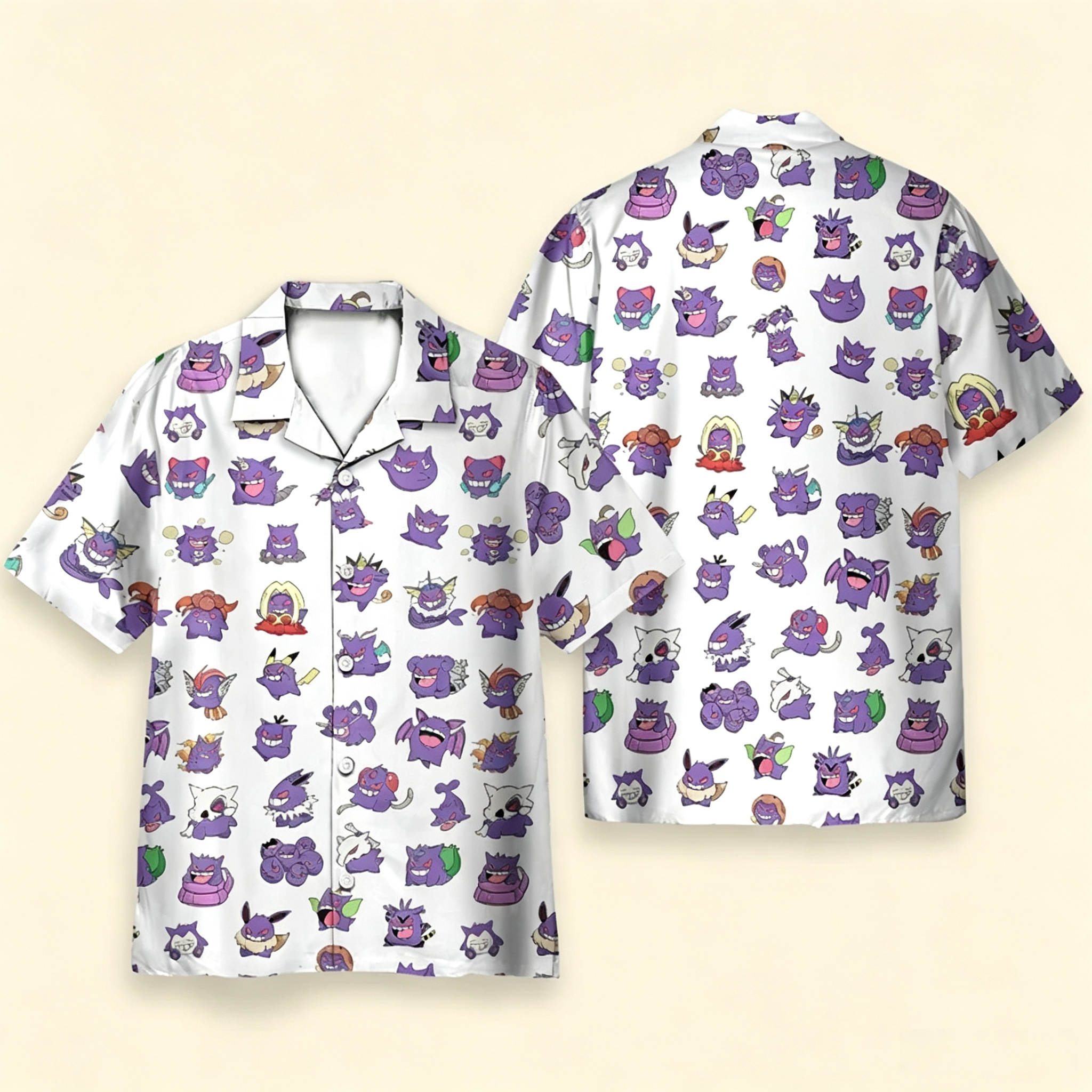 Gengar Cosplay Pokemon Pattern Hawaiian Shirt