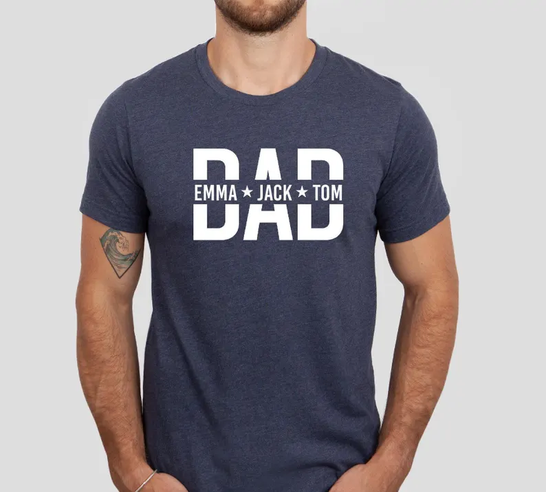 Custom Dad Shirt With Kids Names, Dad T-Shirt
