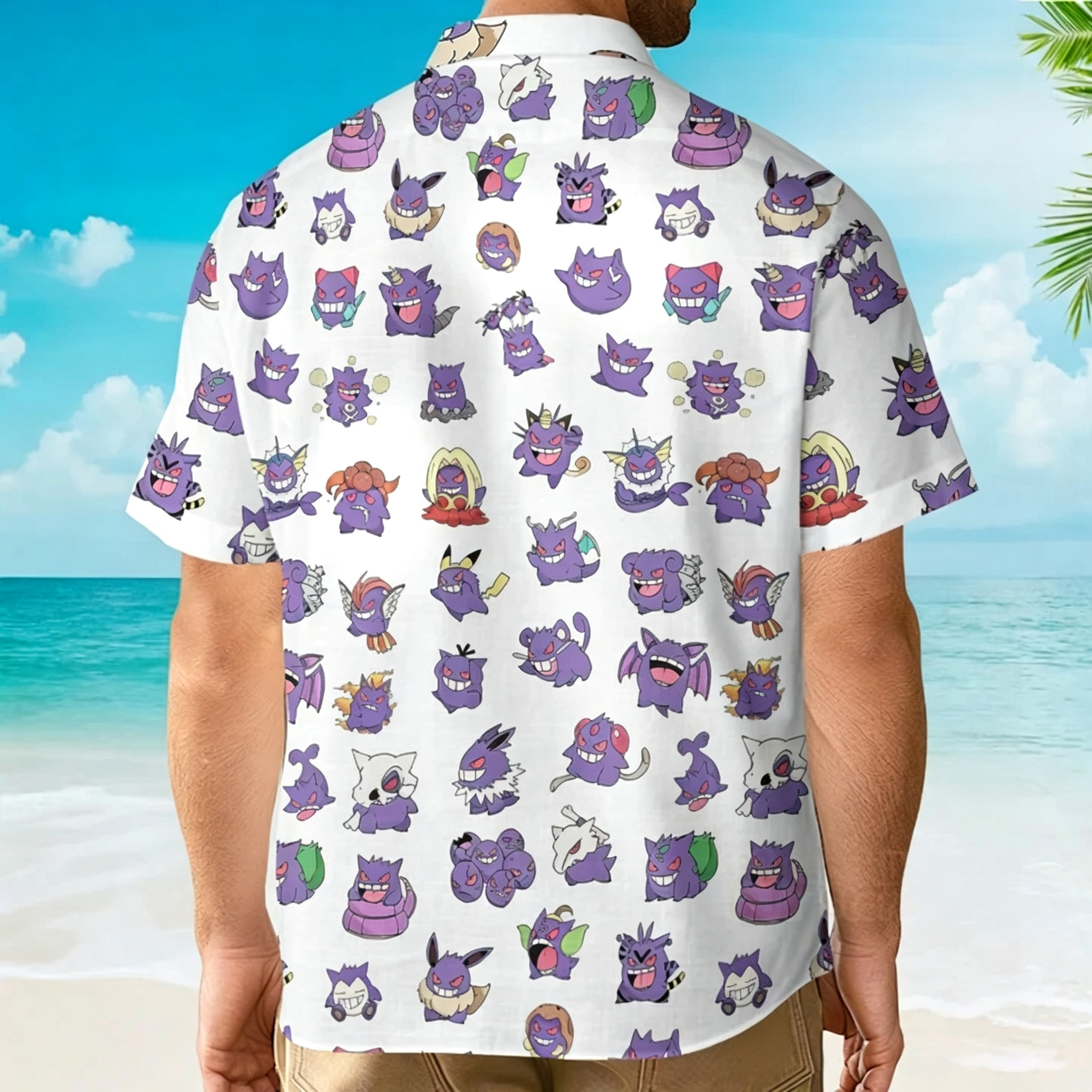 Gengar Cosplay Pokemon Pattern Hawaiian Shirt
