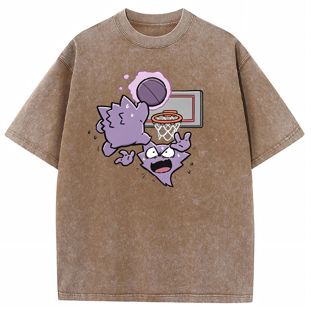 Gengar Evolution Line Playing Basketball Cartoon Tee | Pokemon Anime