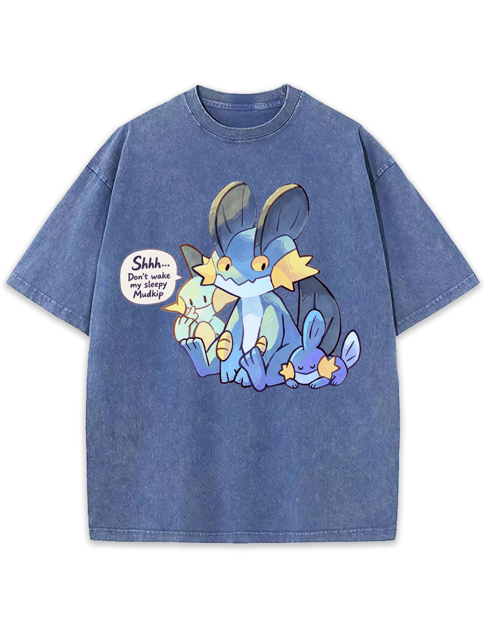 Parent & Kid Mudkip Evolution Family Sleepy Cuddle Vintage Washed T-Shirt