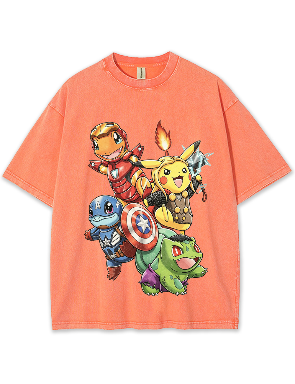 Avengers Squad Pokemon Starters Cartoon Tee | Pokemon Anime