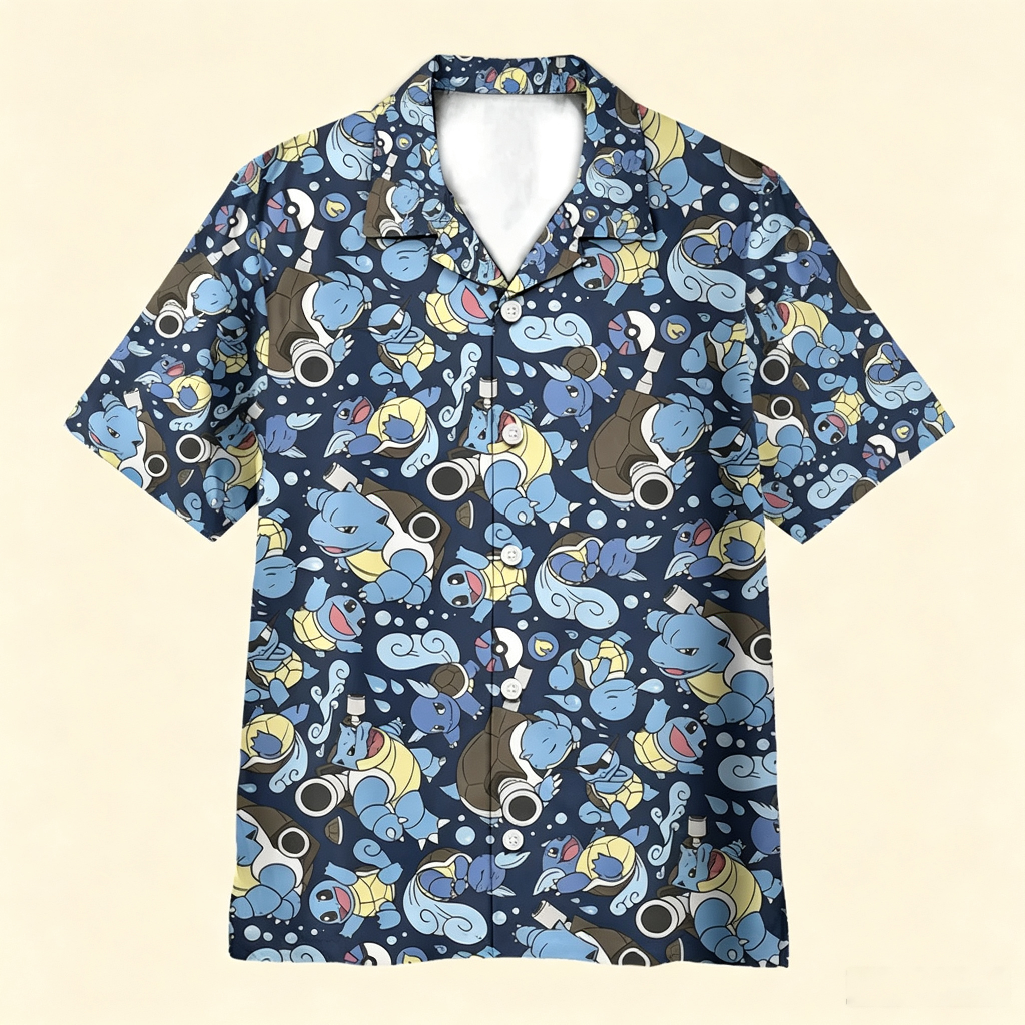 Blastoise Wartortle Squirtle Pokemon Pattern Hawaiian Shirt