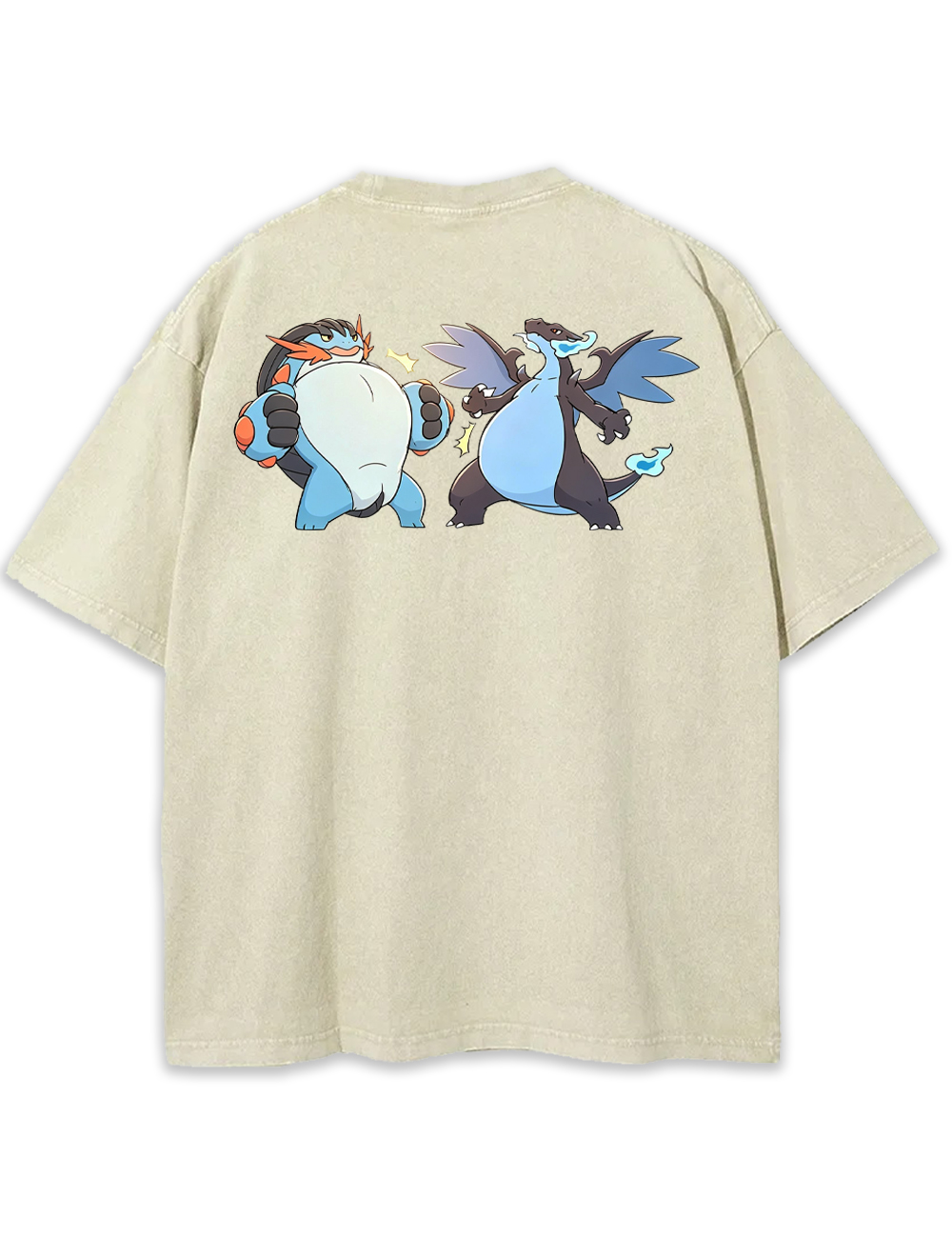 Parent & Kid Mudkip & Charmander Happy Buddy Vintage Washed T-Shirt