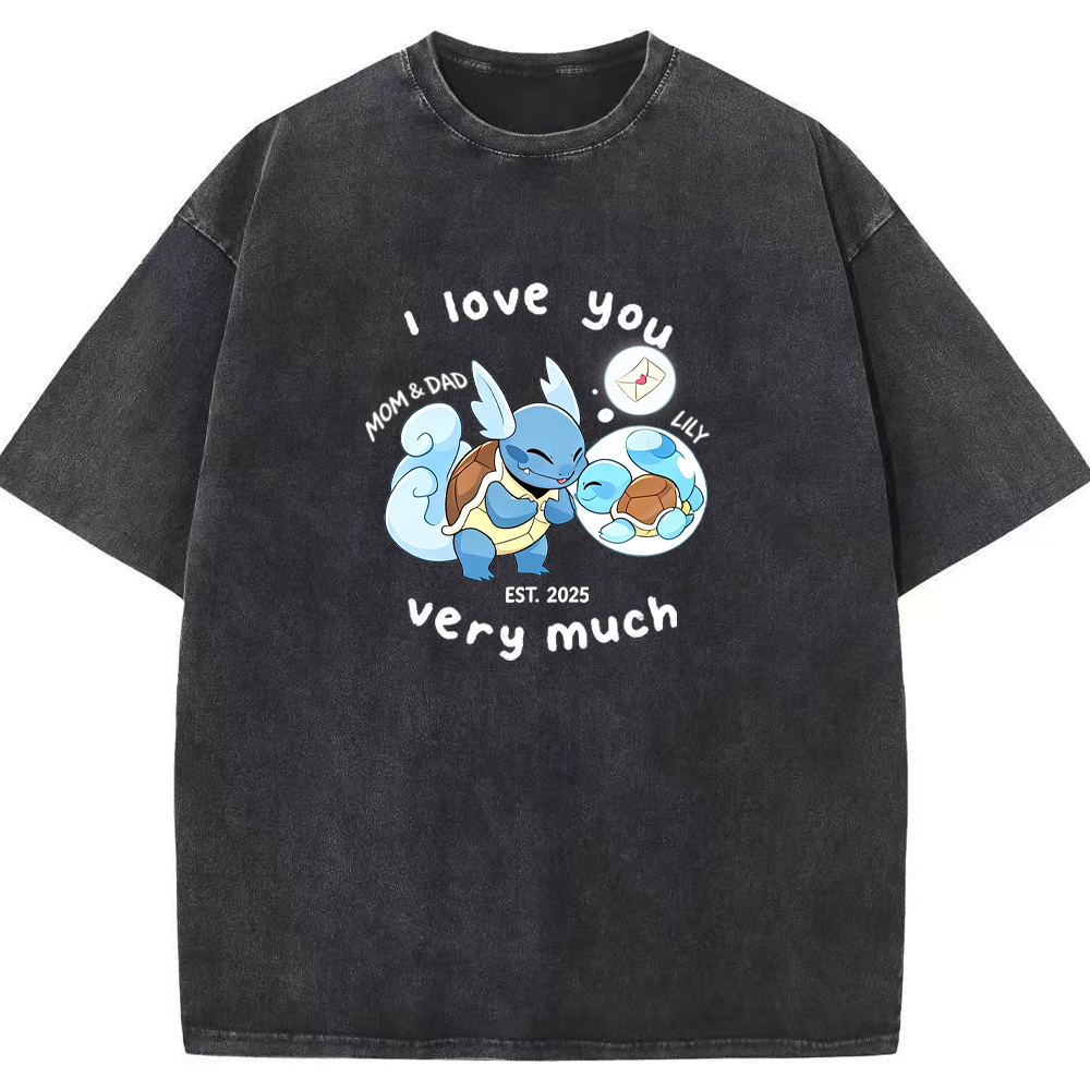Parent & Kid I Love You Very Much Quote Custom Name EST. Year Vintage Washed T-Shirt | Pokemon Anime