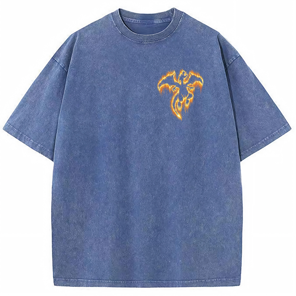 Flame Charizard Fire Silhouette Vintage Washed T-Shirt | Pokemon Anime