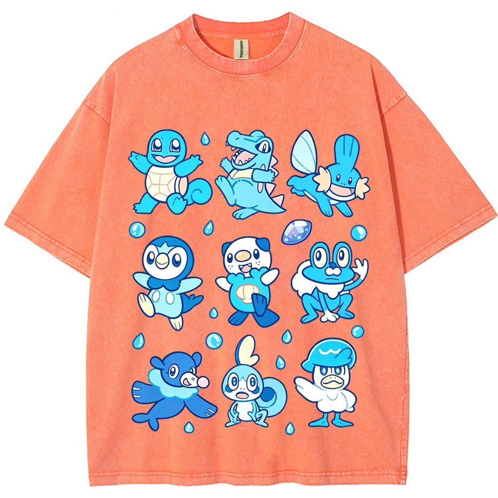 Water Starter Pokemon Collection Cartoon Tee | Pokemon Anime