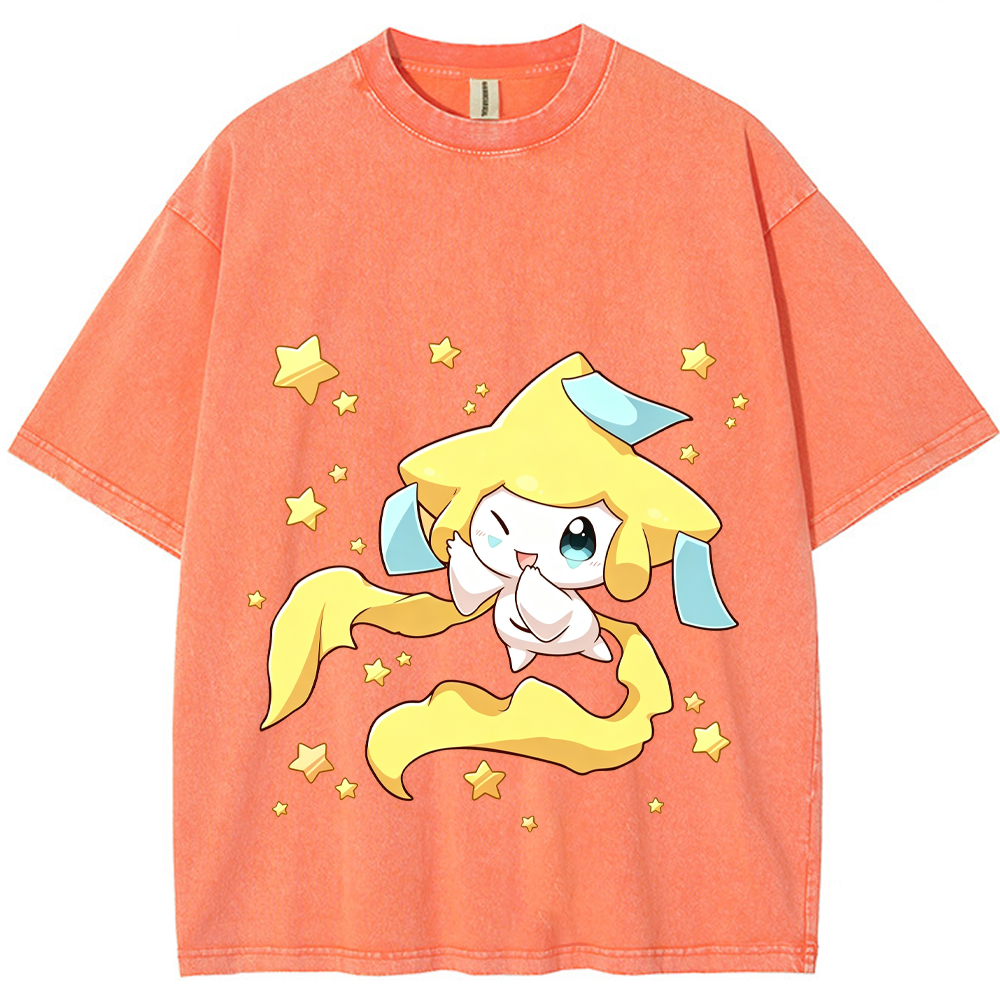 Starry Jirachi Single Print Cartoon Tee | Pokemon Anime