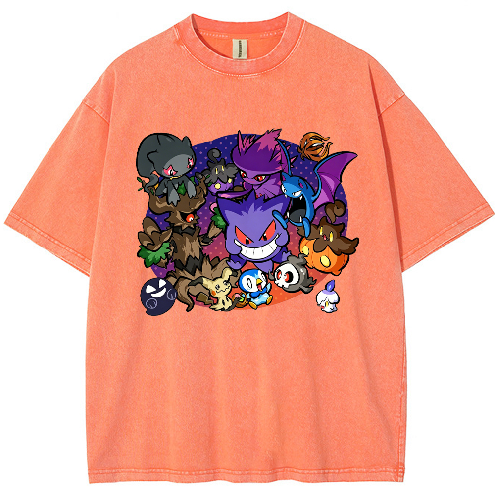 Halloween Night Party Gengar Evolution Group Cartoon Tee | Pokemon Anime