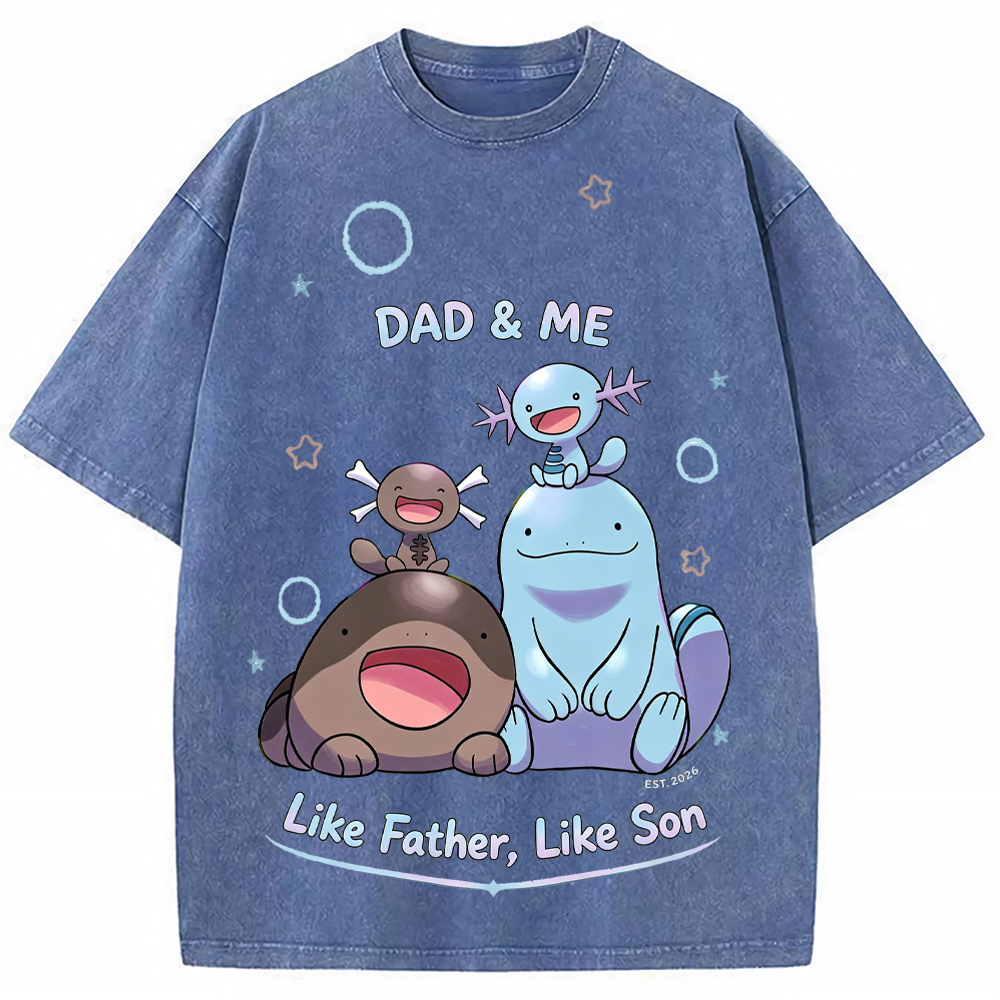 Parent & Kid Father Son Family Vibe Wooper Evolution Group Vintage Washed T-Shirt