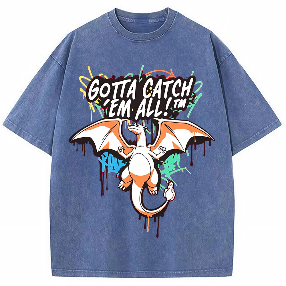 Graffiti Fire Dragon Vintage Washed T-Shirt