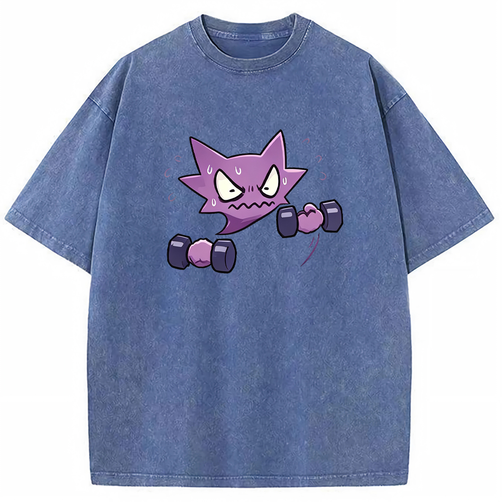 Ghost Fitness Ghost Creature Lifting Dumbbell Funny Workout Character Cartoon Tee