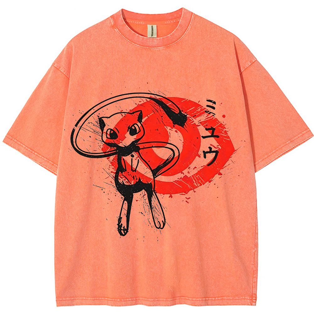 Ink Wash Mew Japanese Art Vintage Tee | Pokemon Anime