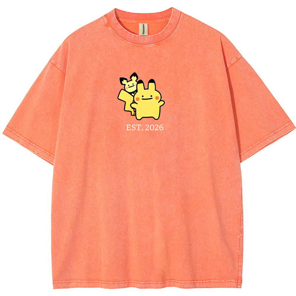 Cute Parent & Kid Pikachu Vintage Washed T-Shirt