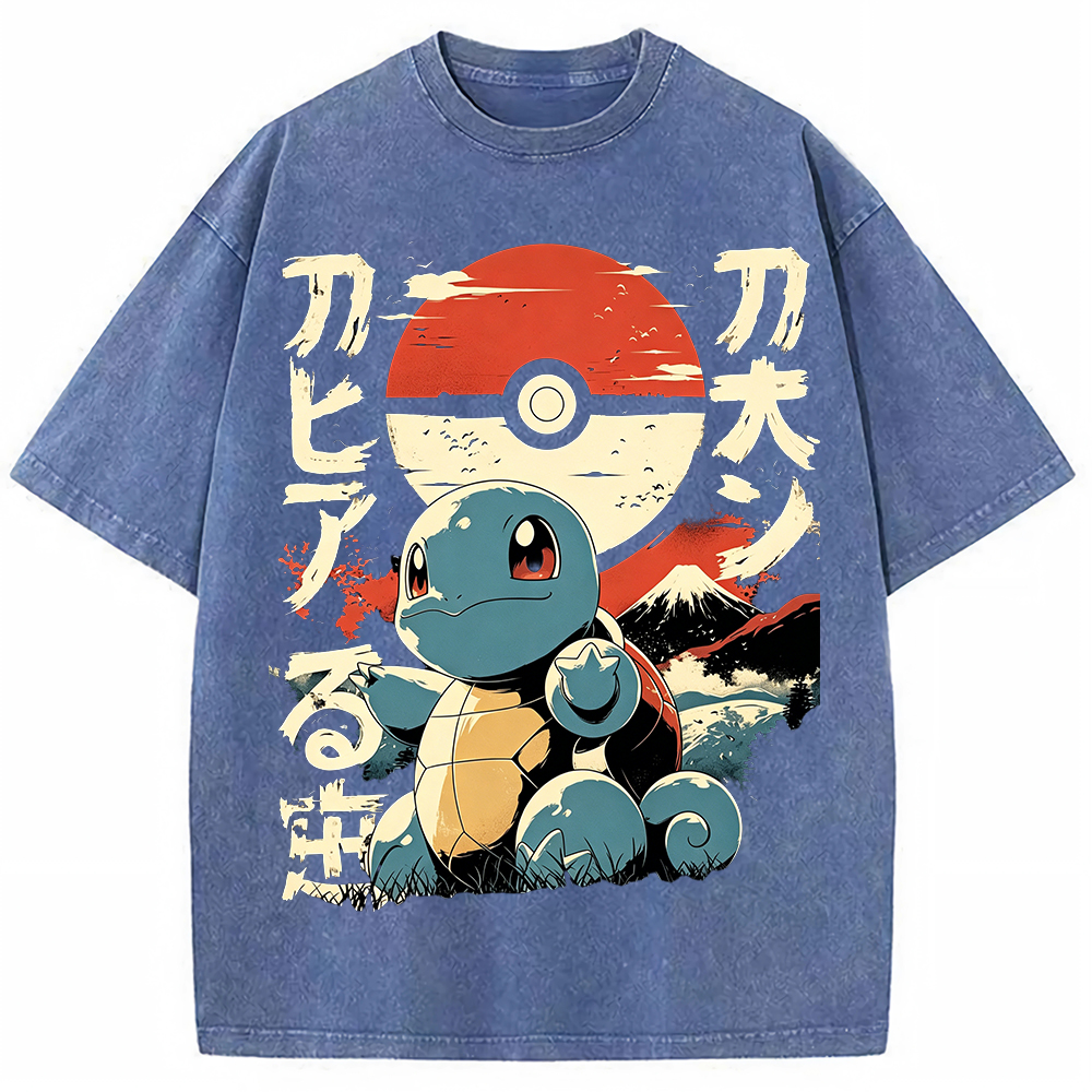Vintage Ukiyo-e Squirtle Japanese Kanji Graphic Tee