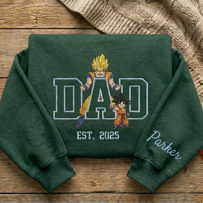Custom Super Saiyan Dad Shirt, Personalized Anime Father's Day Gift