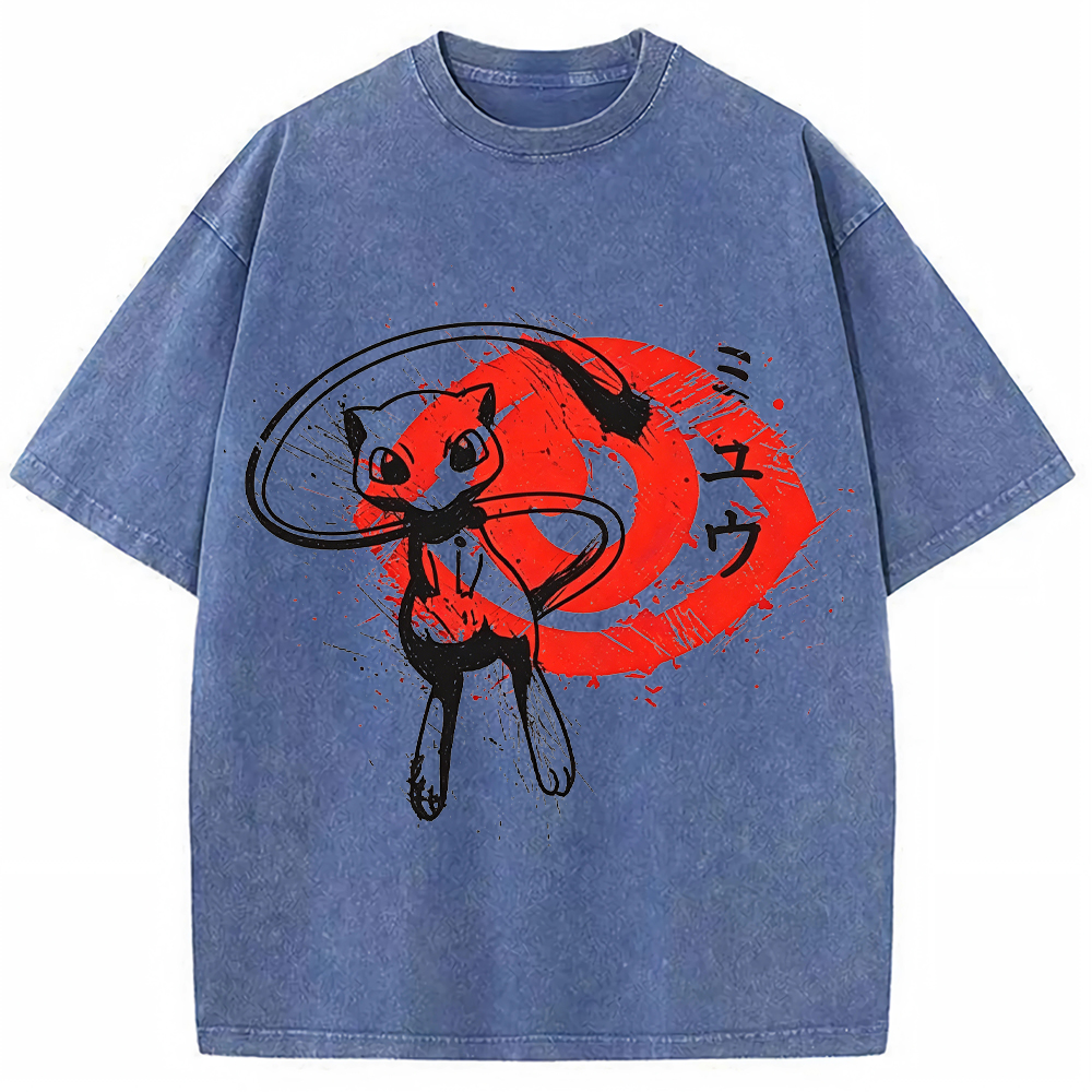 Ink Wash Mew Japanese Art Vintage Tee | Pokemon Anime
