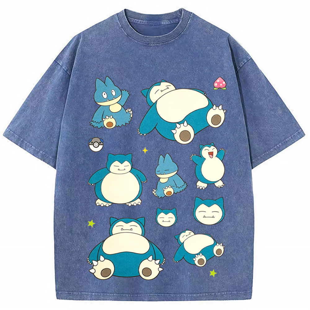 Multi Poses Snorlax Cartoon Tee | Pokemon Anime