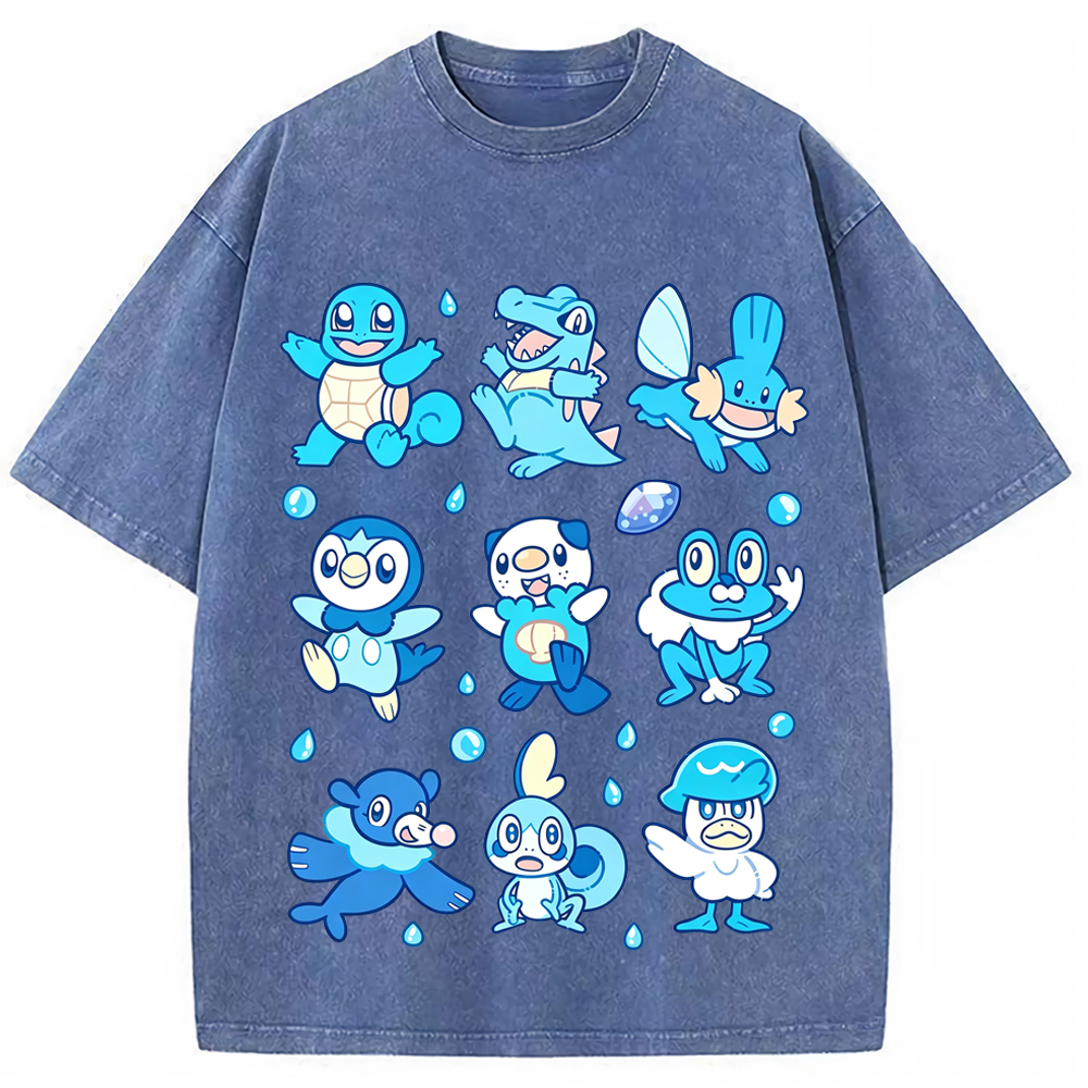 Water Starter Pokemon Collection Cartoon Tee | Pokemon Anime
