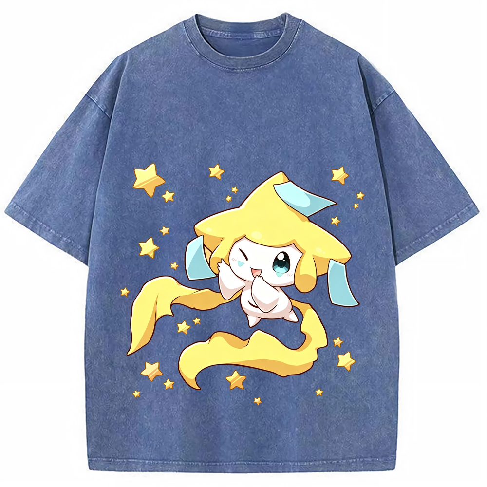 Starry Jirachi Single Print Cartoon Tee | Pokemon Anime
